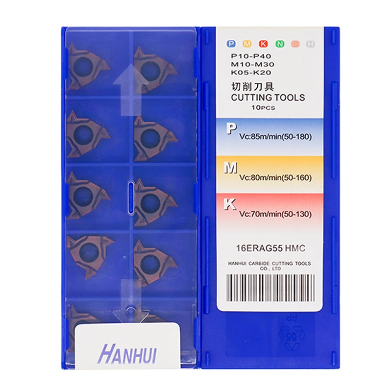 10pcs HANHUI Original 11NR 16ER 16NR 1.0 1.5 2.0 2.5 AG55 AG60 11W 14W 19W 11.5NPT 14NPT 11BSPT HMC CNC Thread Turning Inserts