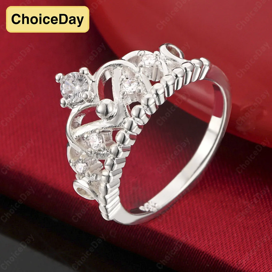 

ChoiceDay Elegant 925 Sterling Silver 7-10 Exquisite Crown Zircon Ring Women's Party Accessories Jewelry