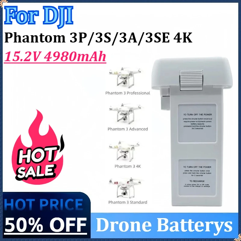

New 15.2V 4980mAh Drone Battery for DJI Phantom 3P/3S/3A/3SE 4K/3 Standard Intelligent Flight Li-Po Battery RC Drone Accessories