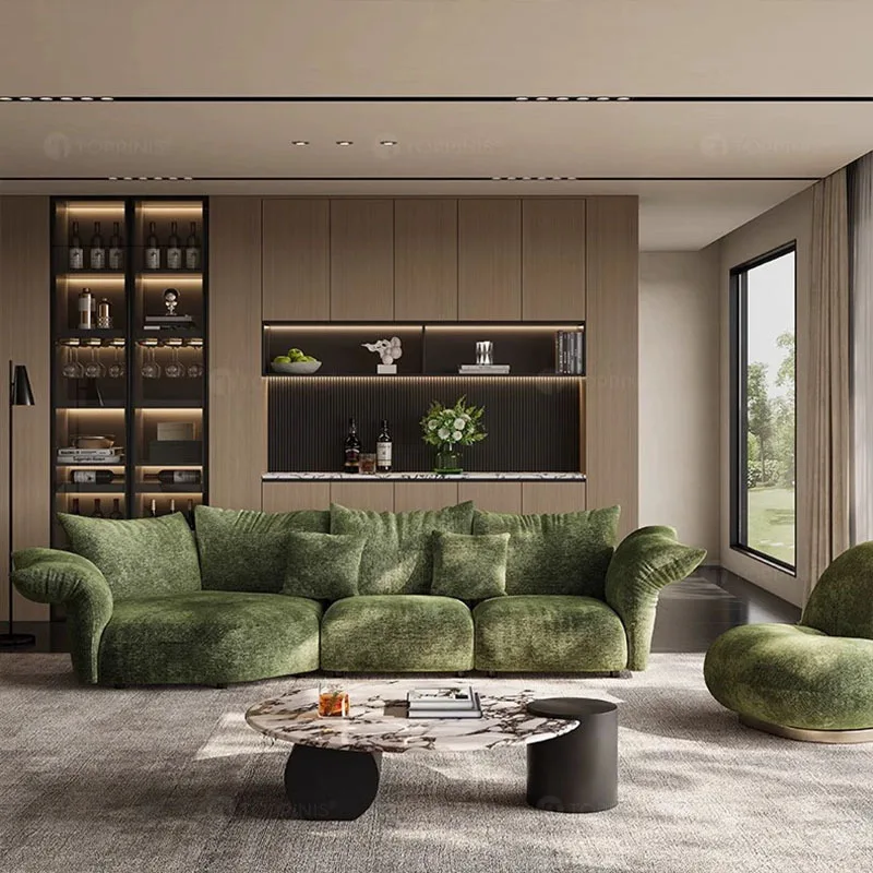 Original replica full steel frame petal sofa Italian villa corner combination sofa