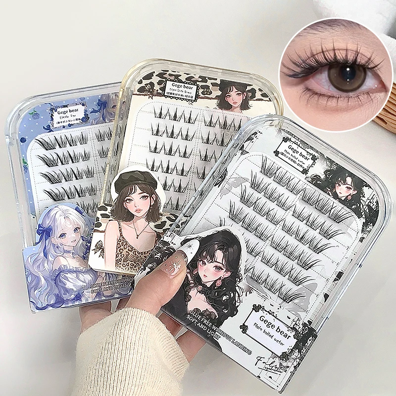 DIY Kleberfreie künstliche Wimpern mit feinen Stielen, weich, natürlich, für Anfänger, tägliches Make-up, Schönheitswerkzeuge, selbstklebende künstliche Wimpern