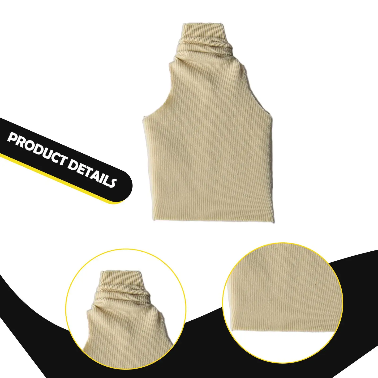 Roupa para Boneca em Escala 1:12: Blusa Regata de Gola Alta Sem Mangas em Tecido, Vestuário Miniatura para Bonecas Femininas de 6 Polegadas