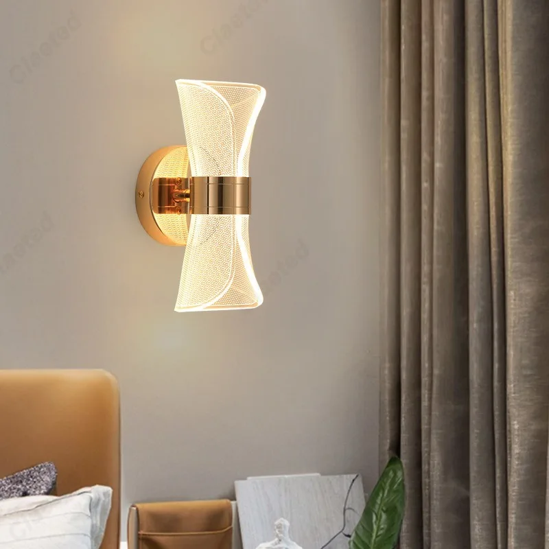 

Creative LED Acrylic Lampshade 10W Tri Color Wall Light Bedroom Bedside Lamp Living Room Hallway Background Decorative Light