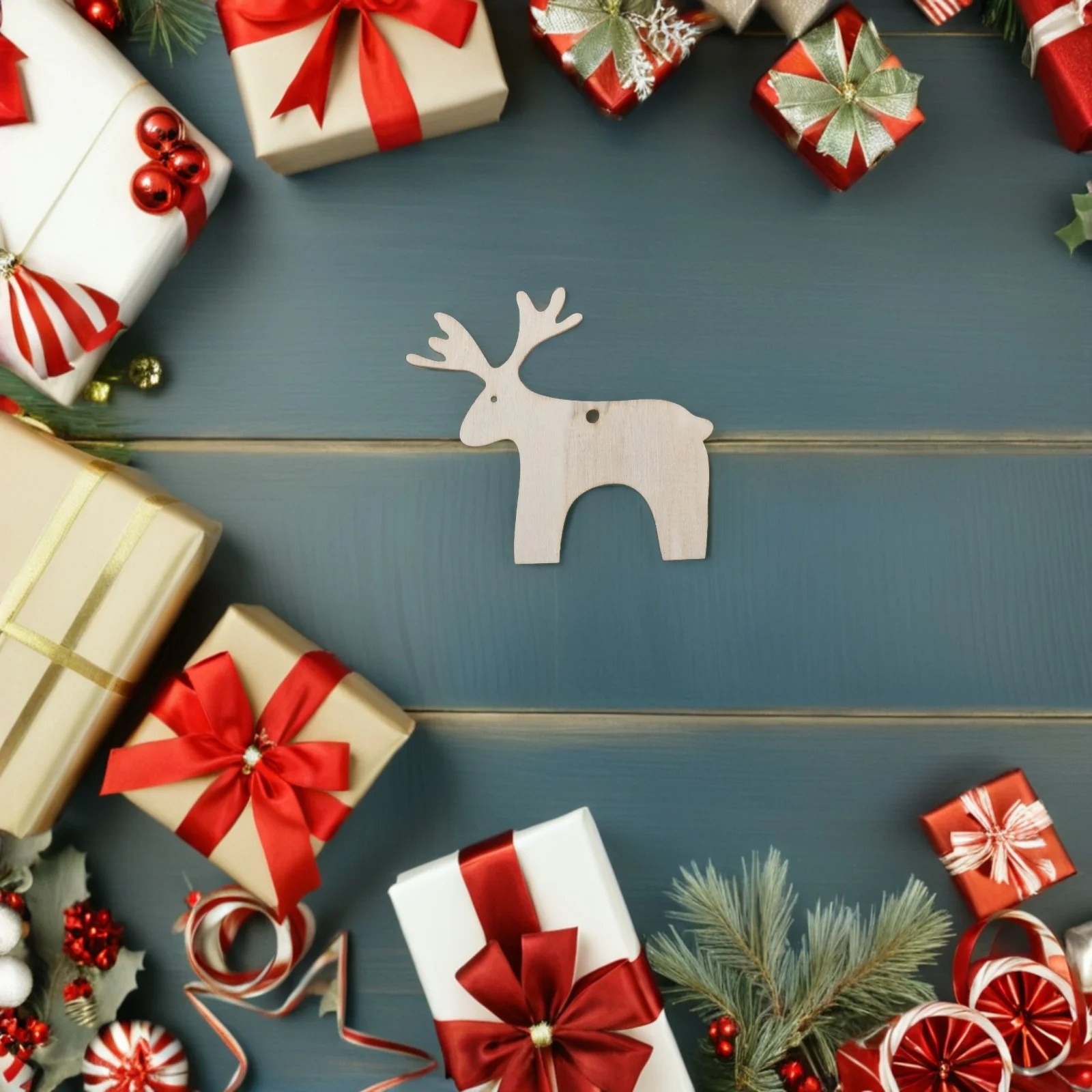 

20 Pcs Christmas Elk Pendant Hanging Ornaments Crafts Wood Chip Deer Decorations Indoor Decorative Paintings Animals