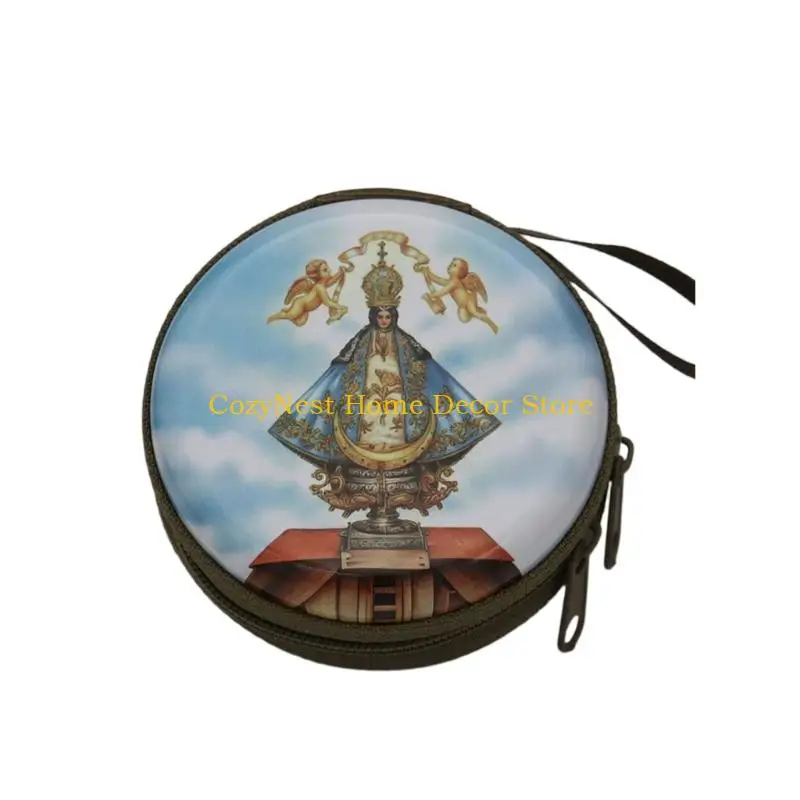 92MF Religious Jewelry Storage Box Catholic Rosary Coin Purses with Zippers