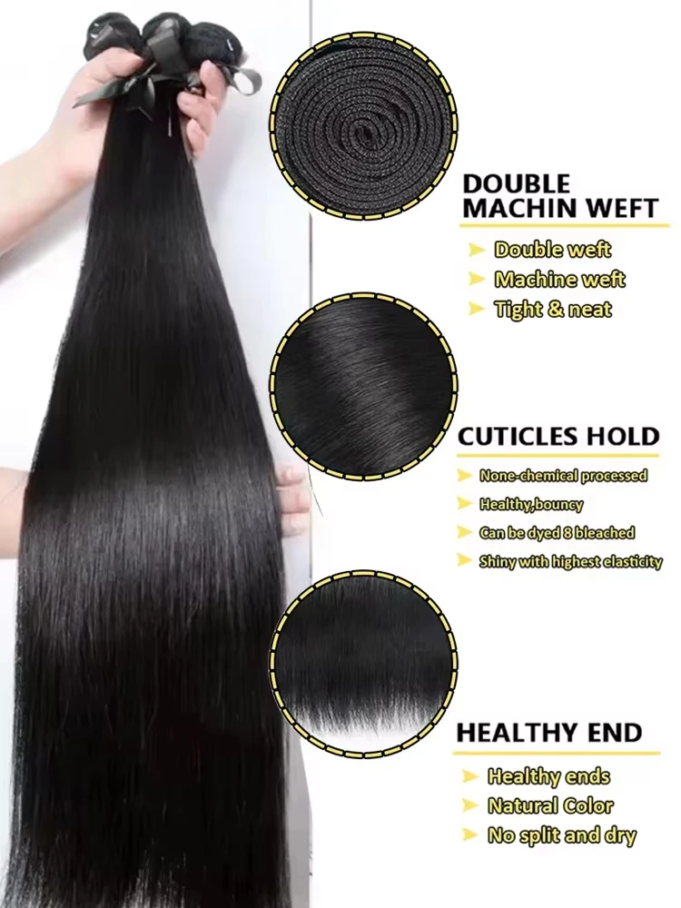 14-38 Polegada osso em linha reta tecer cabelo humano pacotes 12 uma cor natural brasileira 100% remy extensão do cabelo humano 1 3 4 pacotes de trama