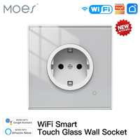WiFi Tuya Smart Wall Socket Glass Panel Outlet Power Monitor Touch Plug Relay Status Light Mode Adjustable Smart Life App Alexa