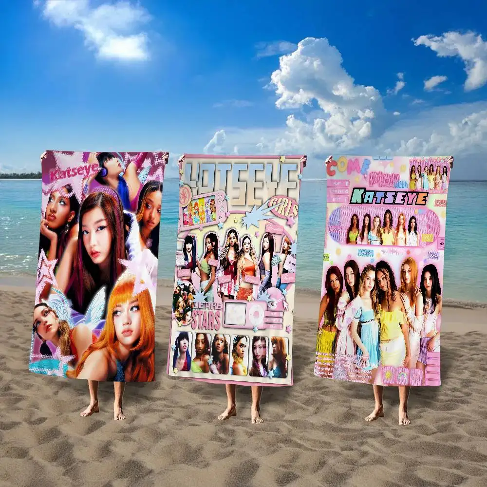 Popular Kpop Band K-Katseye Bath Towel Microfiber Soft Water Absorbing Breathable For Girl Kids Decorative Cartoon Beach Towel
