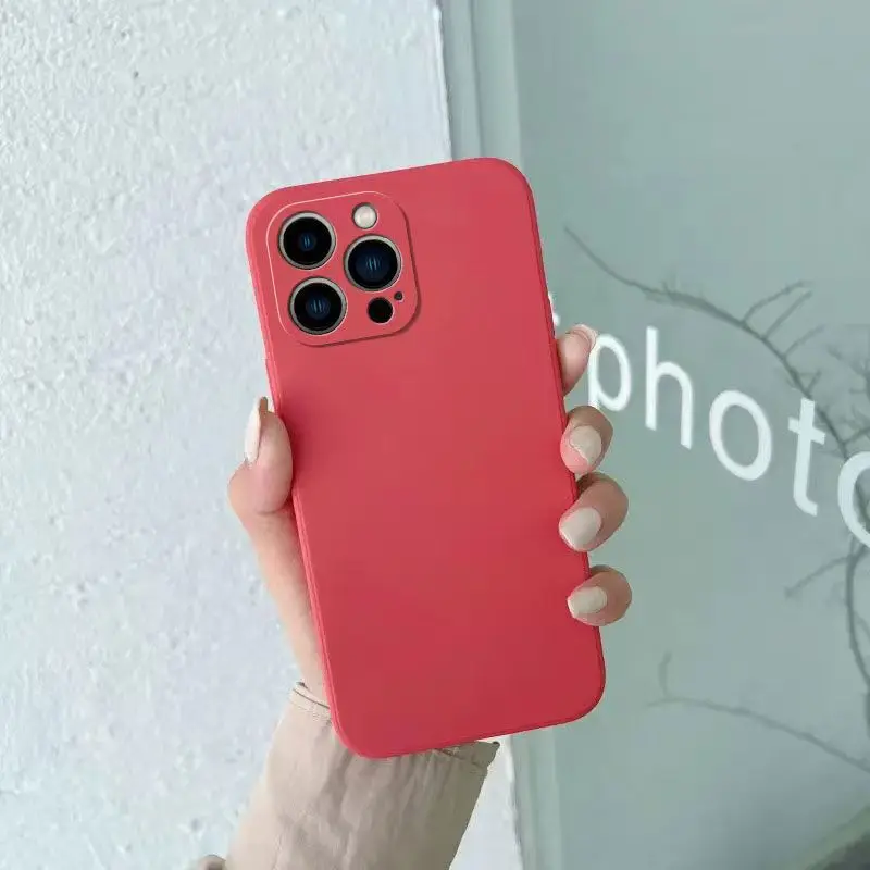 Flüssige Silikon-Handyhülle für iPhone 11 12 13 14 15 16 Pro Max 13 Mini 14 Plus 16e reine Farbe matte stoßfeste Rückseite – Detail 6