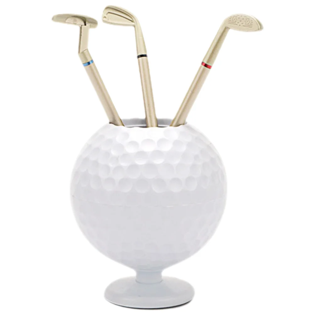 

1Set Plastic Golf Ball Pen Stand with Writing Pen Functional Desk Organizer for Office Stationery Holder Gifts for Men Desk
