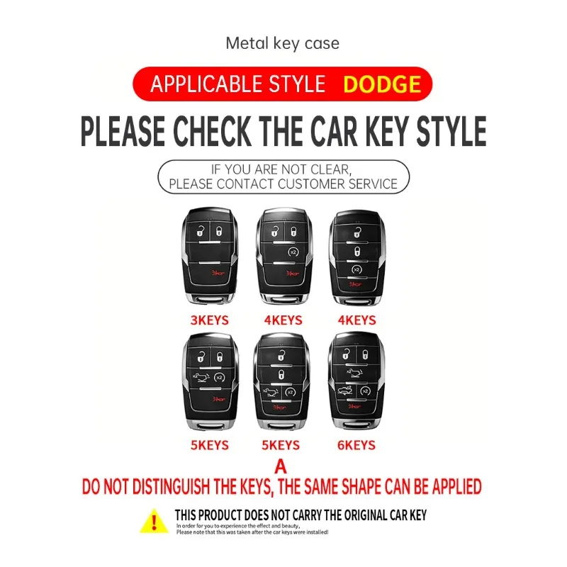3/4/5/6 Buttons Car Remote Key Case Keychain Shell Fob For Dodge RAM1500 RAM2500 TRX RAM 1500 RAM3500 2019-2026 Metal Key Cover view 4