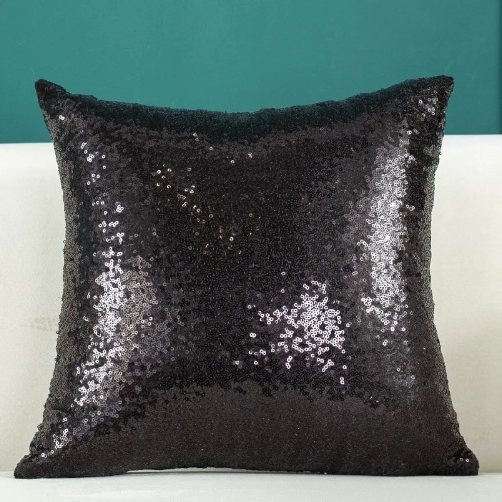 18x18 Inch Decorative Pillow Cover Solid Color Glitter Finish Sequin Cushion Cover Sequin Design Pillowcase Only