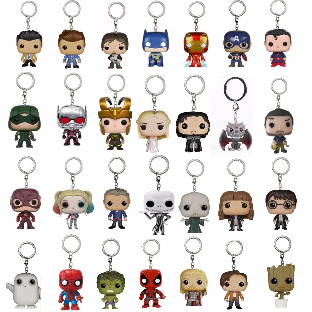 Newest FUNKO Pocket Keychains superheroes Iron Man Winter Soldier Spiderman V for Vendetta Keychain Venom Action Figure Toys — zdjęcie 5