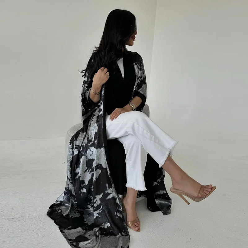 Cárdigan con estampado en caliente para mujer musulmana, chaqueta de gama alta y atmosférica, adecuada para usar en los cenas