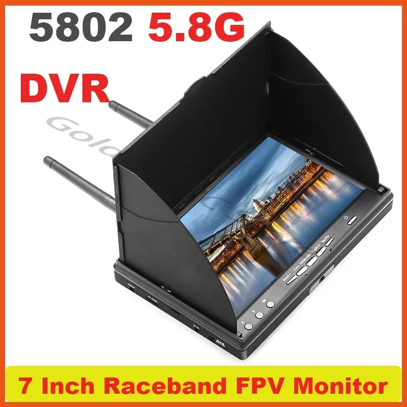 

LCD5802D 5.8G 40CH 7 Inch Raceband FPV Monitor 800x480 With DVR Build-in Battery Video Screen For FPV Multicopte
