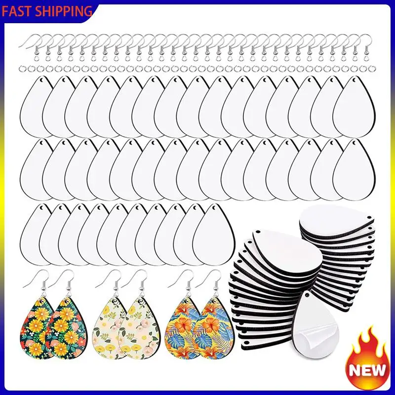 Hot Trend-120 Pcs Sublimation Earring Blanks With Earring Hooks And Jump Rings MDF Teardrop Earrings Blanks For Women Girls