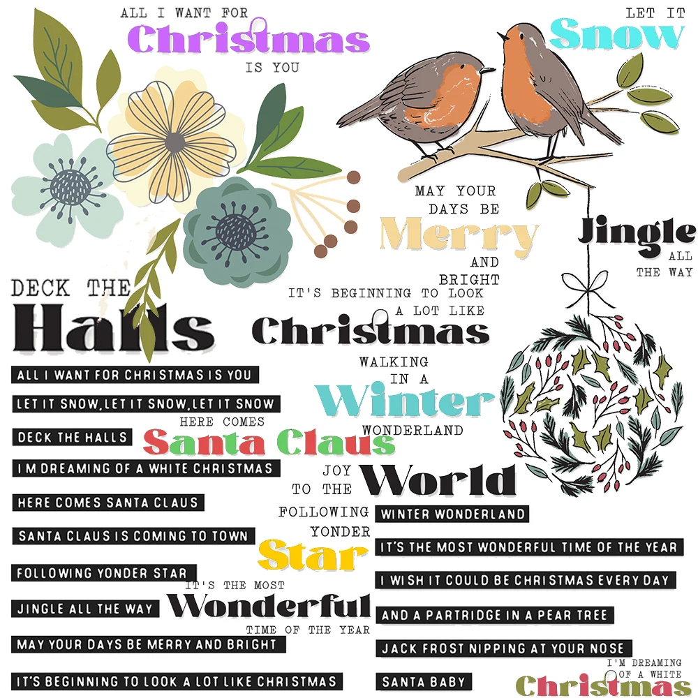 Season Sentence Layered Garden Birds Blossoms Santa Baby Clear Stamp DIY Card Making Scrapbooking Crafts Stencil New 2023