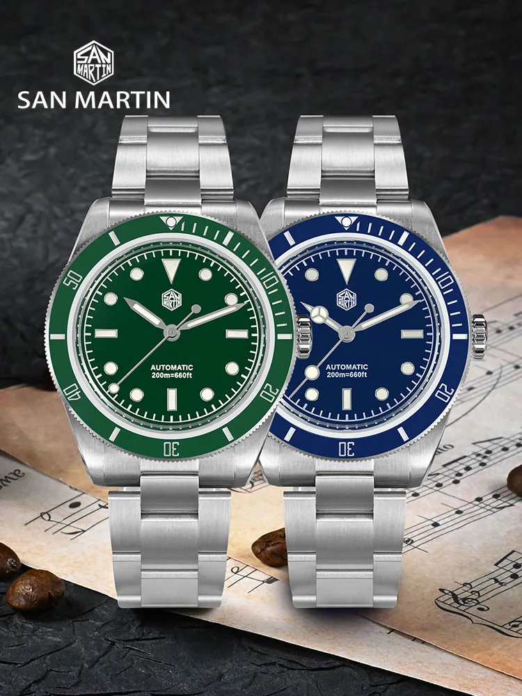 Imagem -03 - San Martin-relógio Mecânico Automático de Mergulho Masculino Relógio Sapphire Impermeável de Luxo Atualizado 38 mm 6200 Nh35 Sn004 200m