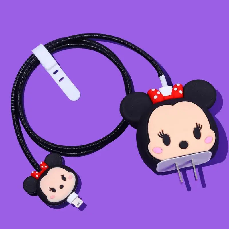 Cartoon Disney Cable Winder Set For iPhone 11 12 iPad 18W 20W Data Line Cute Silicone Fast Charger Cable Protector Organizer