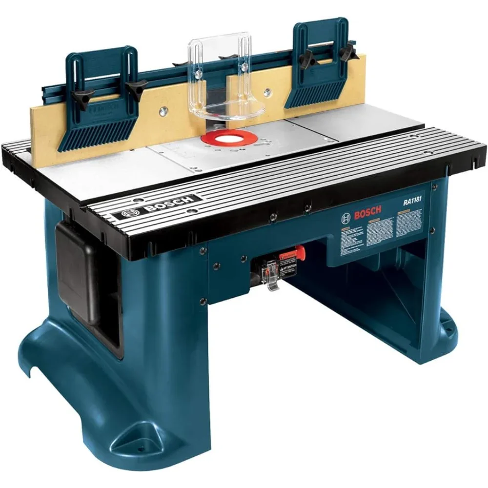 BOSCH RA1181 Benchtop Router Table 27 in. x 18 in. Aluminum Top with 2-1/2 in. Vacuum Hose Port