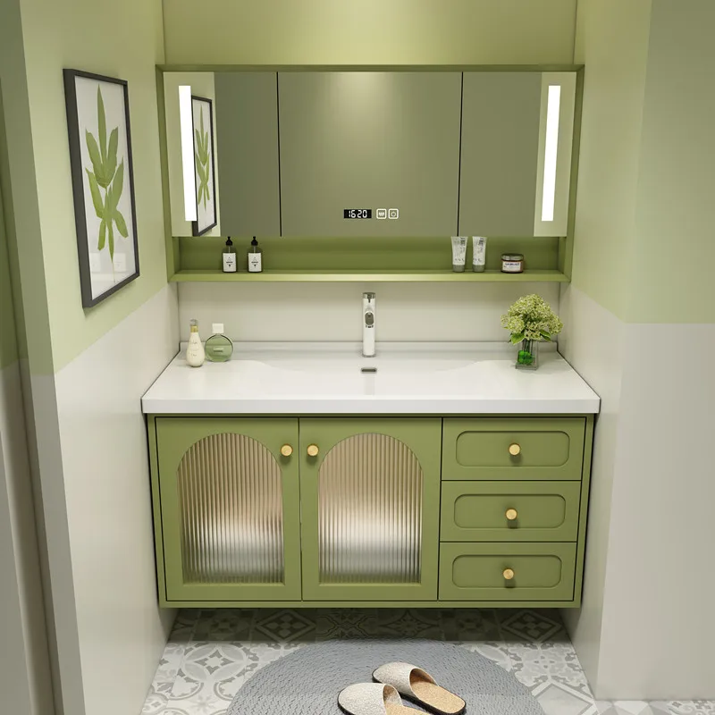 

Xk Modern Minimalist Nordic Internet Celebrity Avocado Green Bathroom Cabinet Combination Washstand