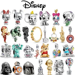 Disney-abalorio de plata de ley 925 para pulsera Pandora, abalorio de Mickey, Minnie, Dumbo, Stitch, compatible con pulseras Pandora originales