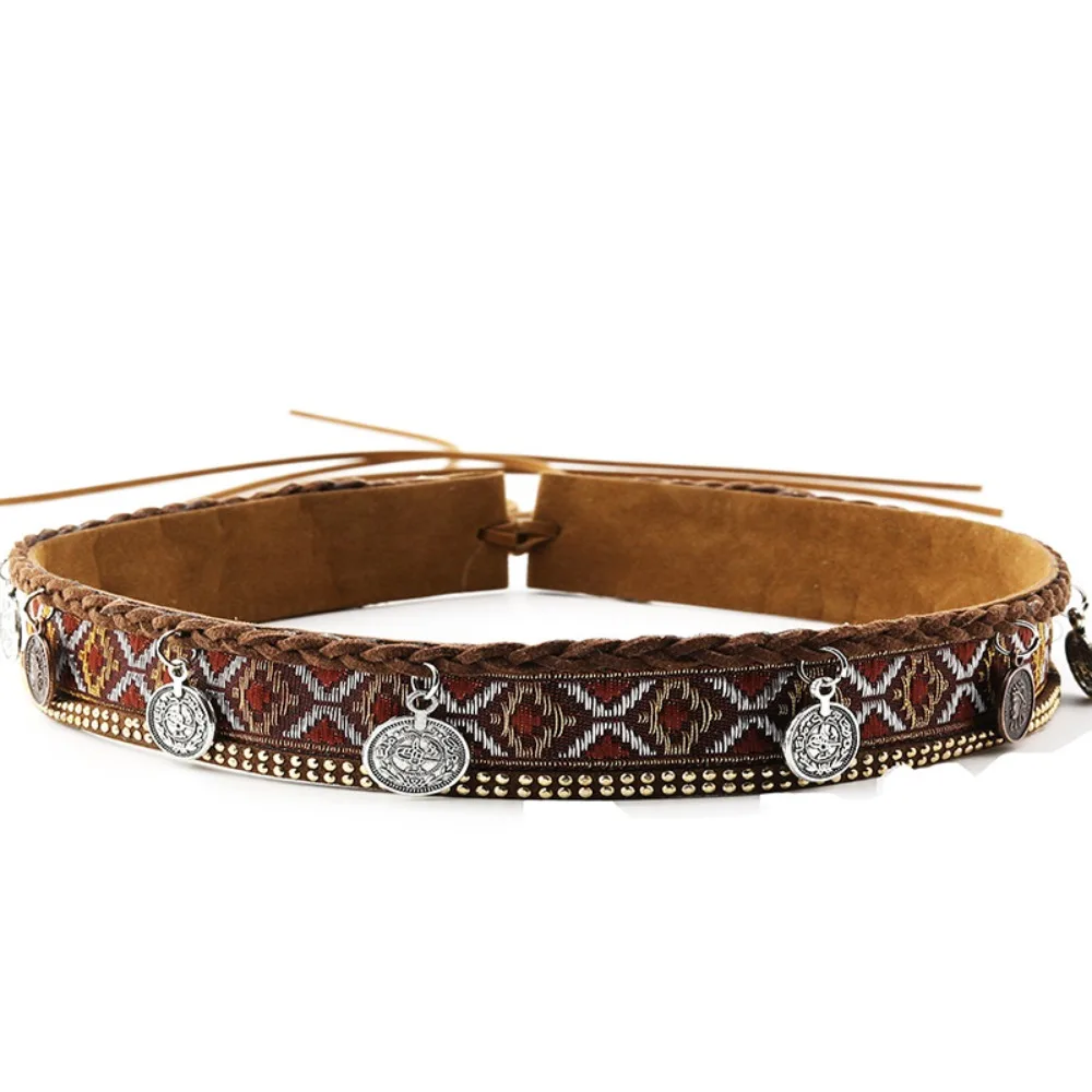 Fashion PU Cowhead Belt Adjustable Handmade Belt Buckles Handwoven Belt Accessories Men