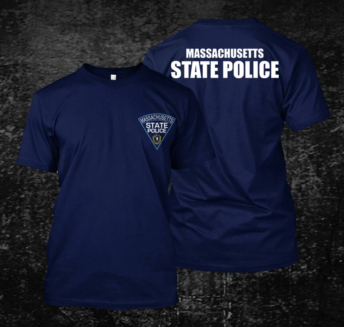 Massachusetts Police State Logo - Custom Men's Black T-Shirt Tee