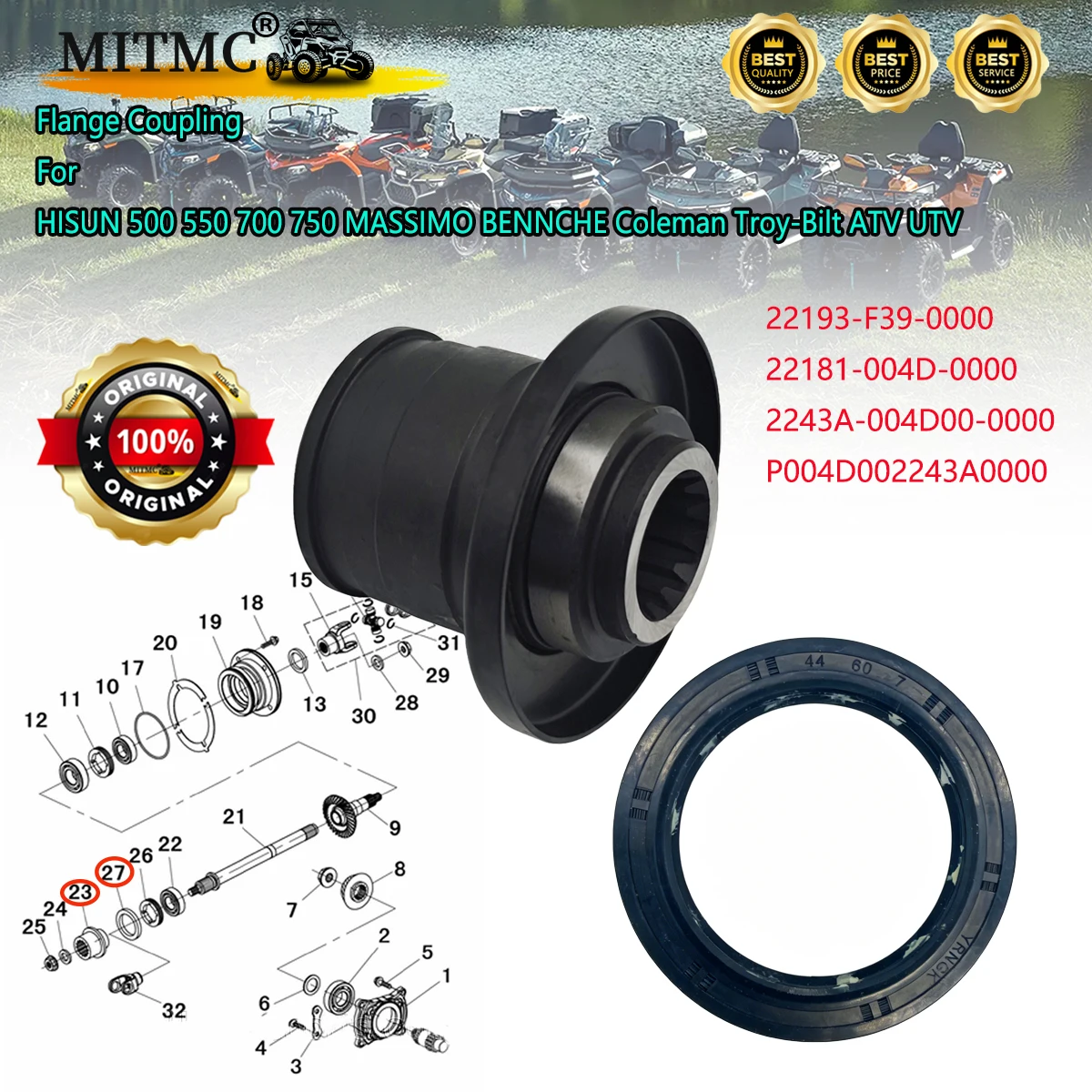 

Flange Coupling For HISUN 500 550 700 750 MASSIMO BENNCHE Coleman Troy-Bilt ATV UTV 22193-F39-0000 22181-004D-0000 2243A-004D00-