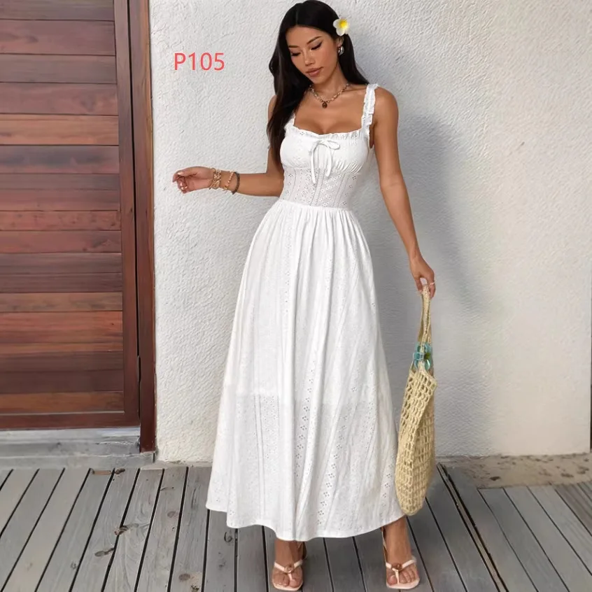 Ruched Strap Dress, Slimming Dress For Women, New Summer Style, Elegant Resort-style Long Dress For Women Femme Clothes Sexy