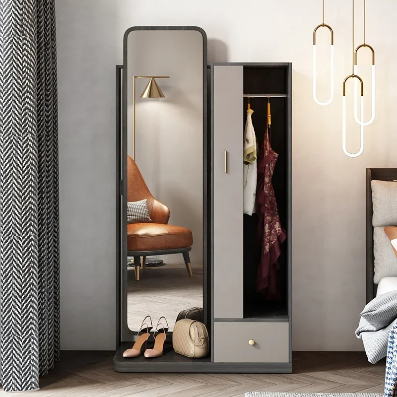 Modern House Furniture Makeup Clothes Black Mirrored Storage Shelf Clothes Hanger Hat Coat Rack Stand