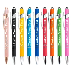 100 Pcs Light - Metal Capacitive Universal Touch Screen Stylus Ballpoint Pen Free Custom Logo Writing Stationery Office Gifts