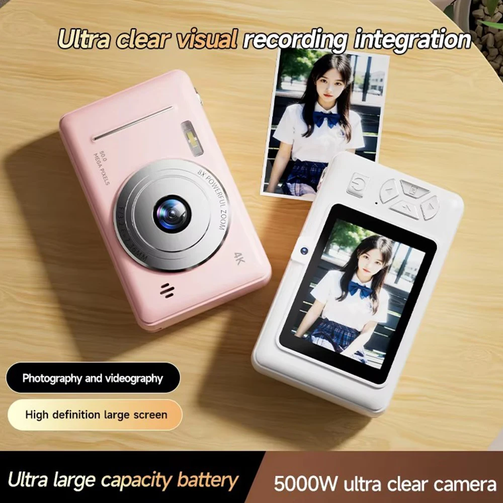 64GB 4K Digital Camera 8x Zoom Retro CCD Portable Card Camera Flash 50 Million HD Pixel Auto Focus Anti-shake Student Cameras