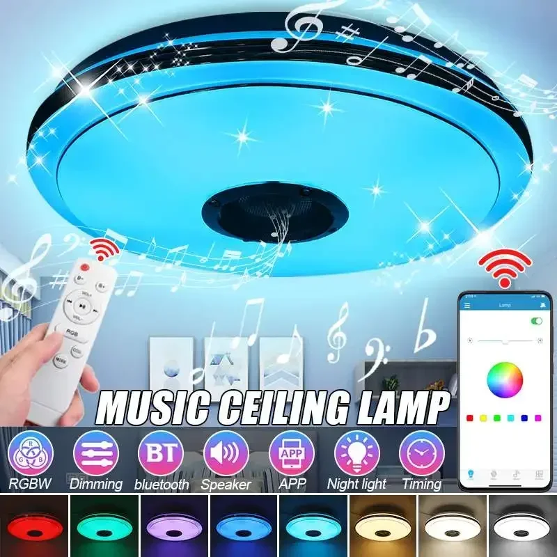 300W 220V Modern RGB Dimmable Music Ceiling Lamp Remote & APP Control LED Ceiling Lights Home bluetooth Speaker Lighting Fixture