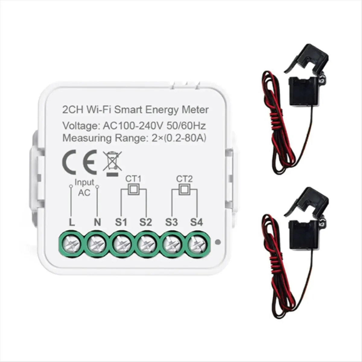 A64I Tuya Smart WiFi Meter Current Sensor Statistician 80A Home Power Monitor AC100-240V Single Phase Clamp 2CH