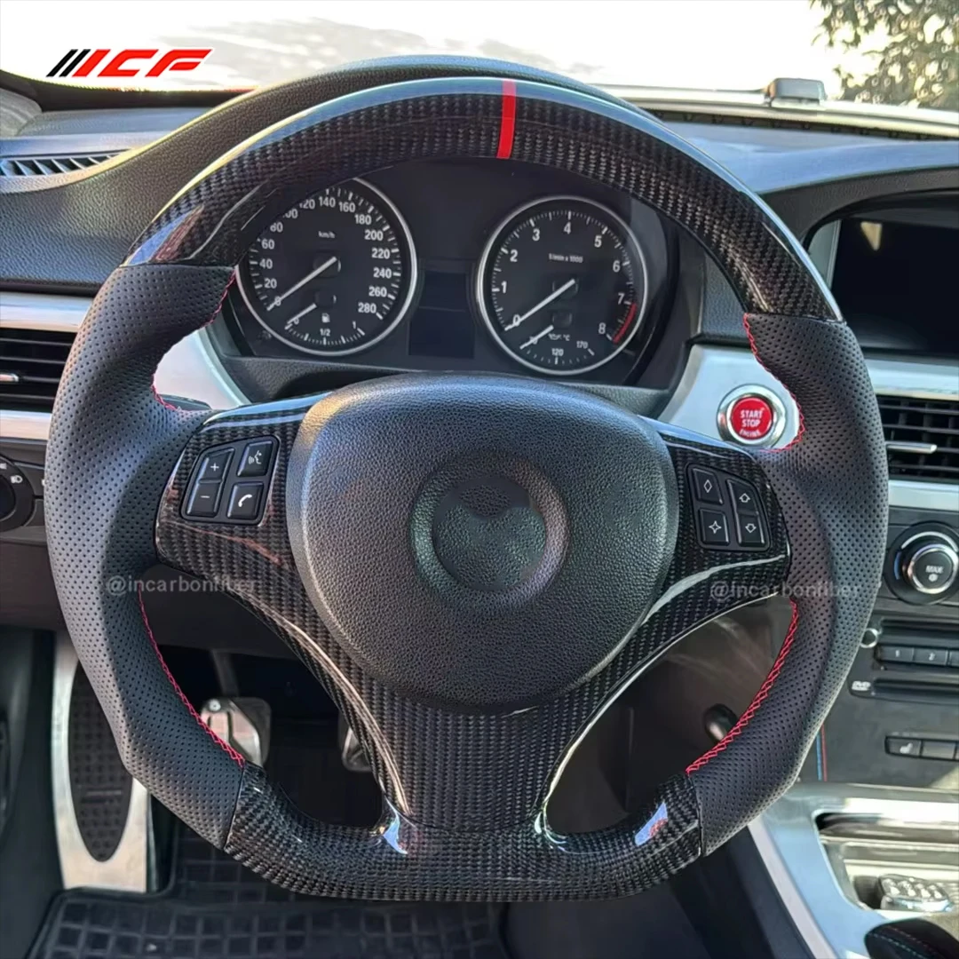 

For BMW 3 Series E82 E84 E87 X1 E90 320d E92 E93 320i(No Paddle Shifters) 100% Real Carbon Fiber Car Steering Wheel