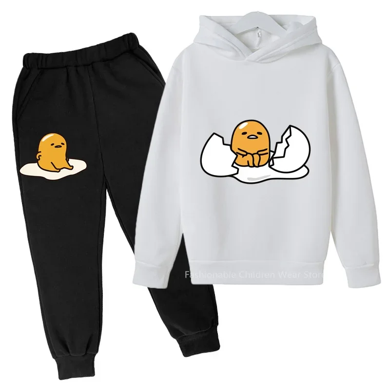 

Cute Gudetama Print Hoodie + Pants Combo Child Cotton Outfit Boy Girl Friendly Casual Outdoor Korean Trend