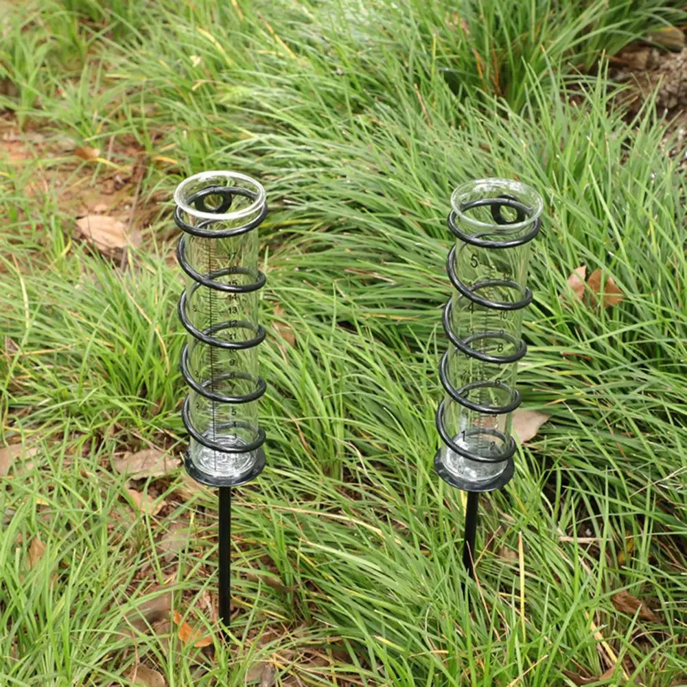 

Metal Bracket Rain Meter Capacity Outdoor Rain Gauge with Spiral Stake for Garden Lawn Patio Replacement Tube with for Farm
