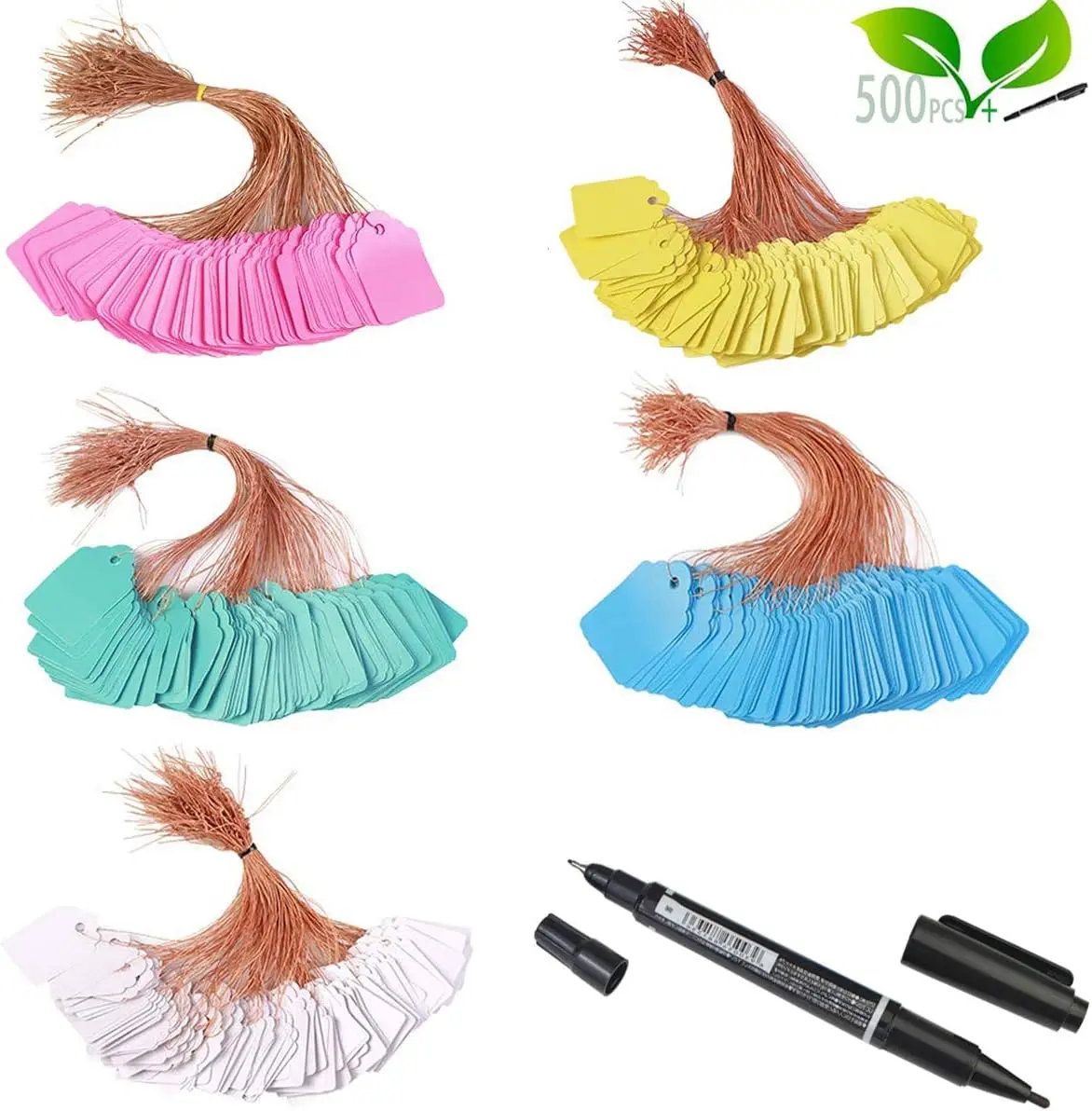 

500pcs Waterproof Plastic Tags with Strings - Reusable Hanging Labels for Garden, Retail, and More