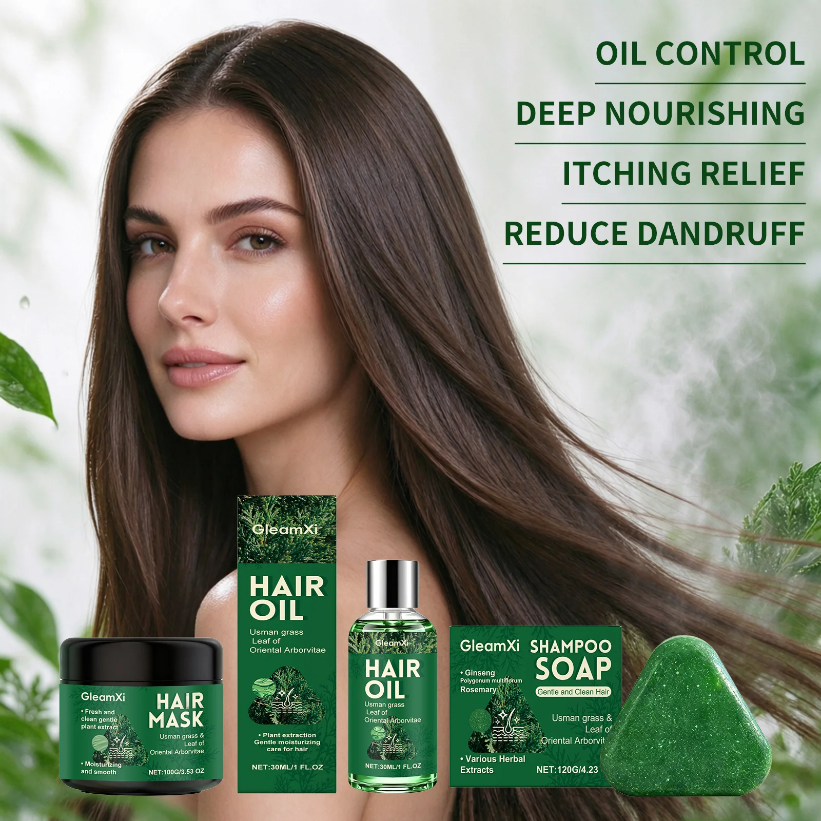 Usman Grass Shampoo Soap Oil Control Hair Growth Deep Clean Hair Mask Improve Split End Hair Oil Strengthen Hair Roots Hair Care