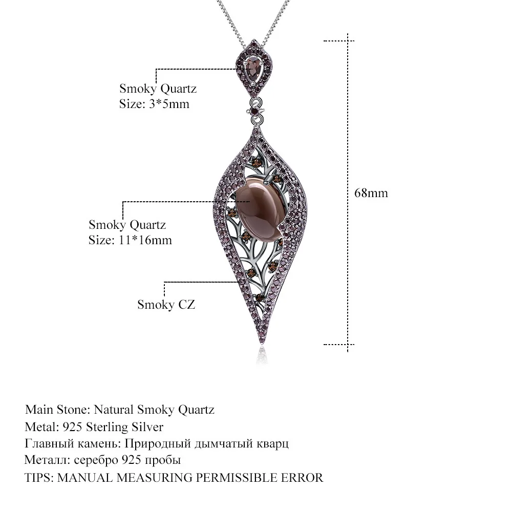 

genuine real brand jewels Italian Craft Designer Necklace Luxury Jewelry s925 Silver Natural Color Treasure Tea Crystal Pendant