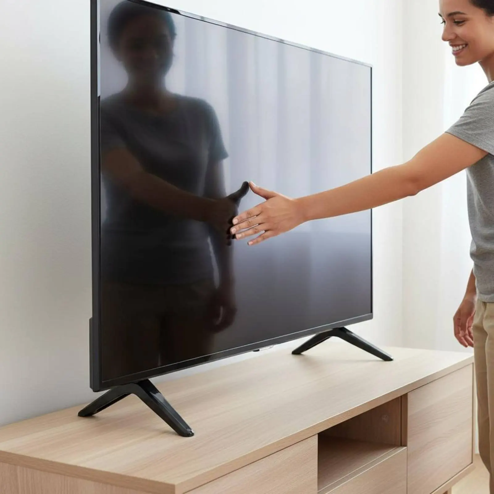 2 Pieces TV Stand Legs Includes Mounting Hardware Desktop TV Stand Wobble-Stable Long-Lasting ABS Material