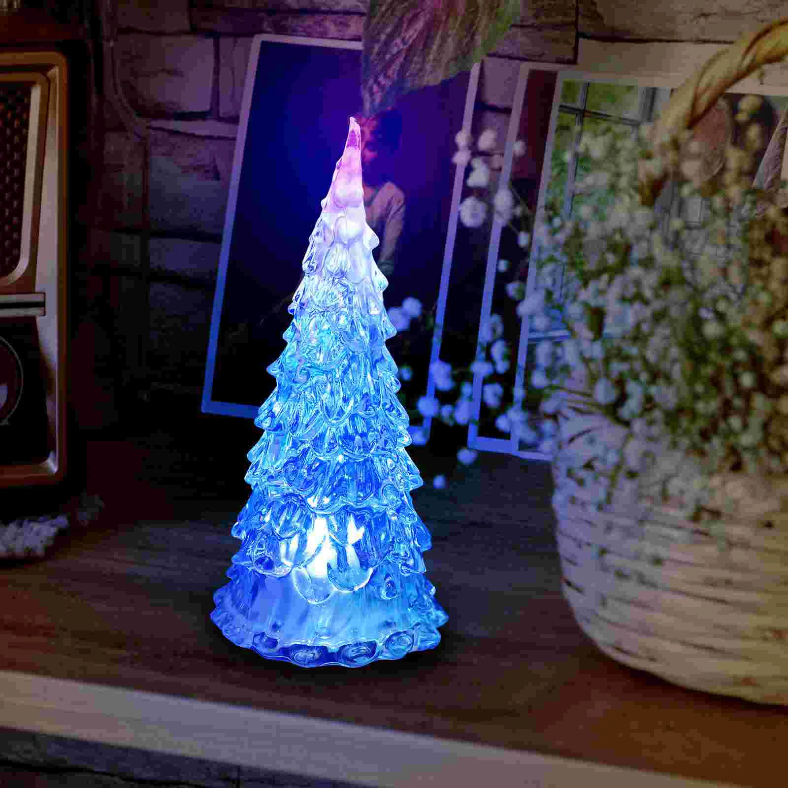

8 Pcs Glass Christmas Decorations Outdoor Multicolored Lighted Tree Centerpiece LED