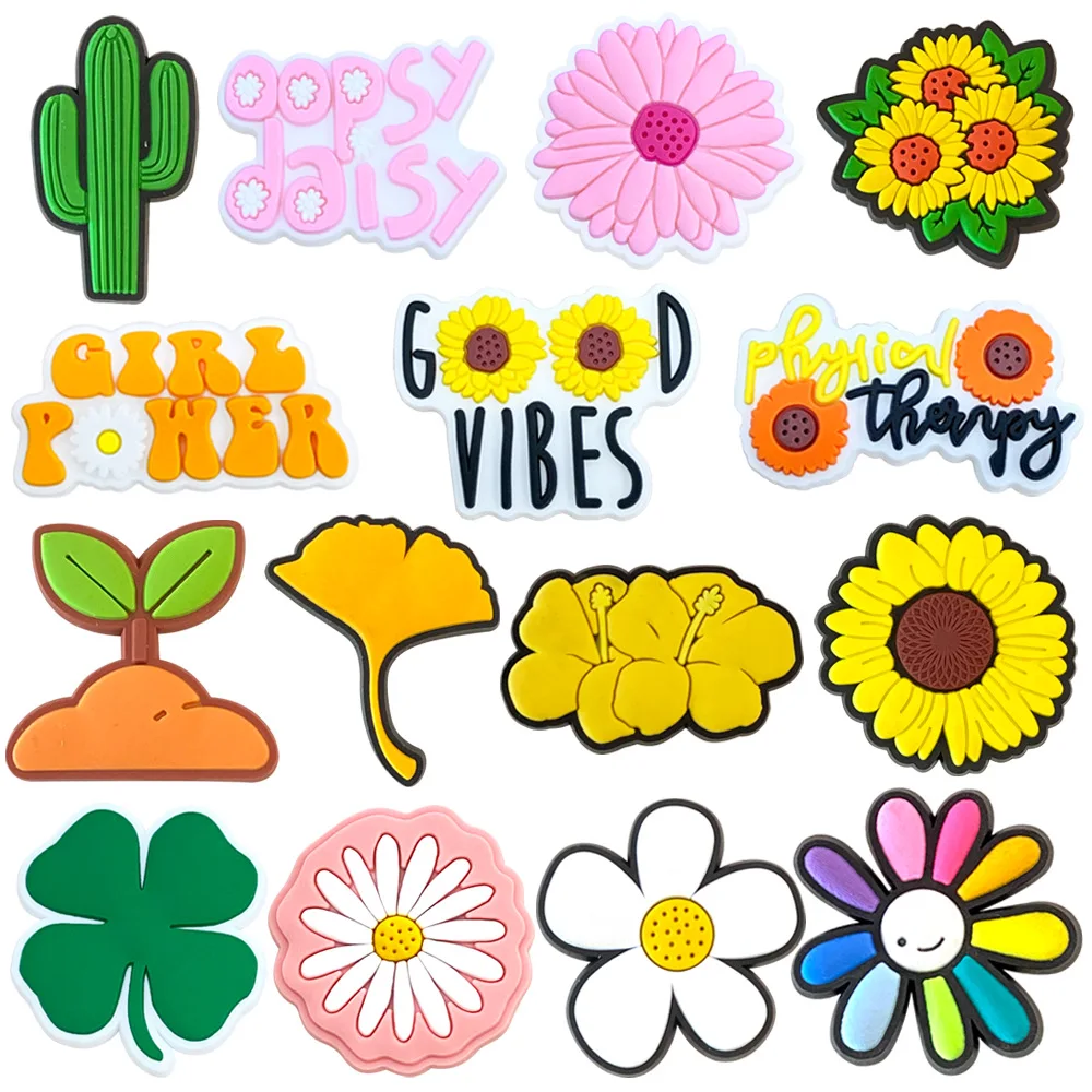 

Shoe Charms Accessories for Crocs Sandals DIY Sunflower Fresh Cactus Cave Shoes Accessories in Stock Cute Personalized Gifts Y2k