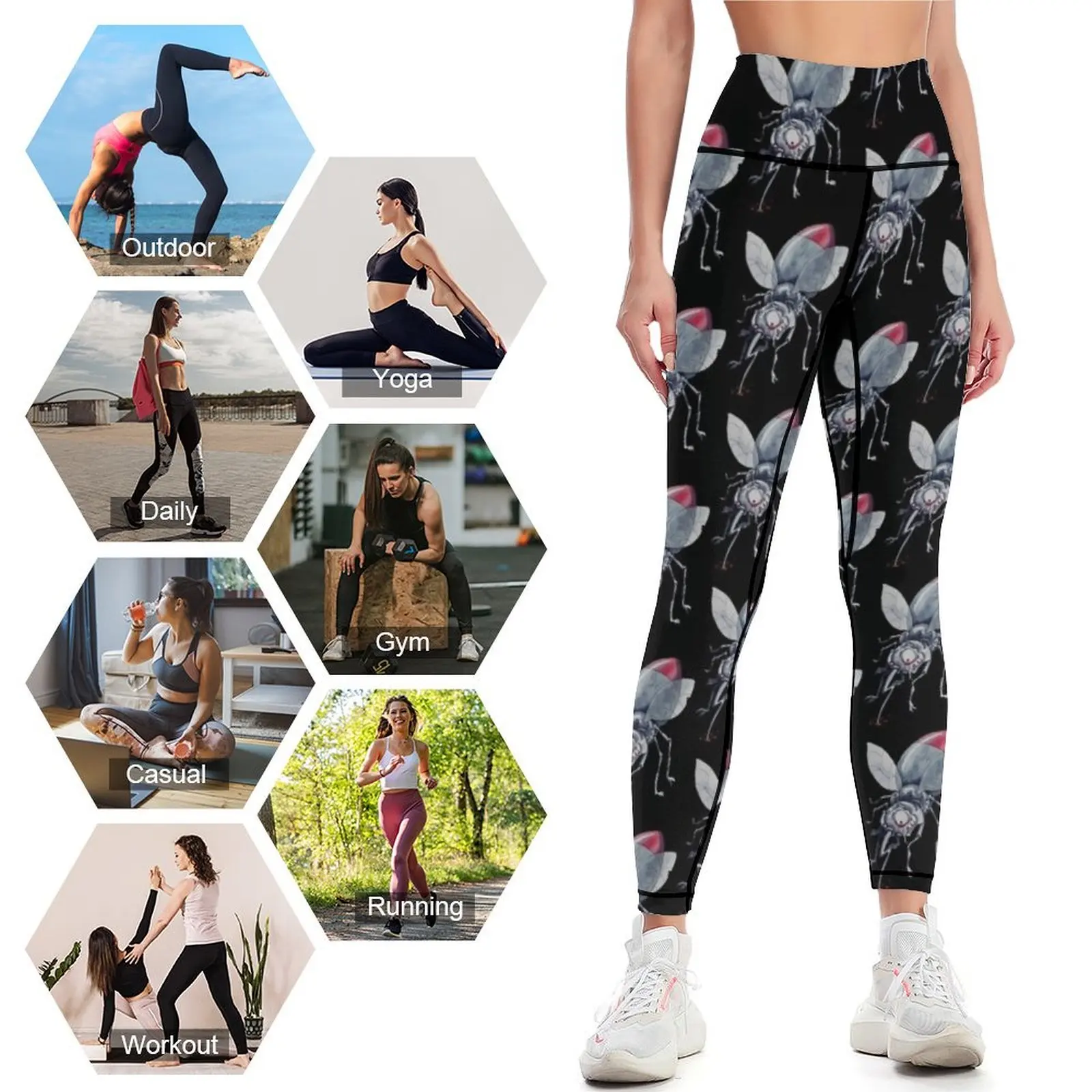 Legging nyamuk, Legging gym wanita, pakaian joging untuk Fitness