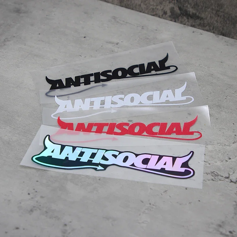 

1PC Colorful Holographic "ANTISOCIAL" Decals, Ideal for Car Enthusiasts Loving Unique Statements