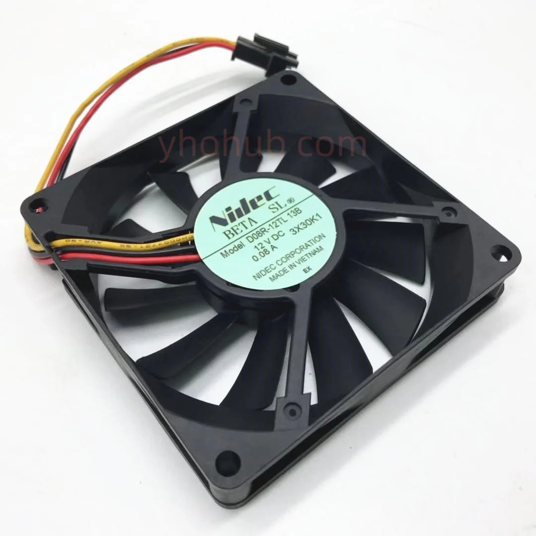 

Nidec D08R-12TL 13B DC 12V 0.08A 80x80x15mm 3-Wire Server Cooling Fan