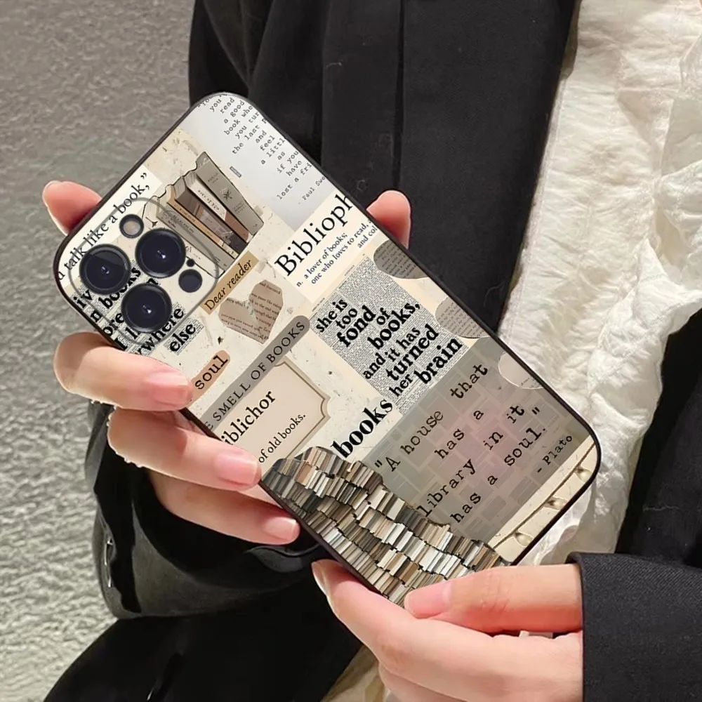 Library Books card Phone Case For iPhone 15 14 11 12 13 Mini Pro XS Max Cover 6 7 8 Plus X XR SE 2020 Funda Shell