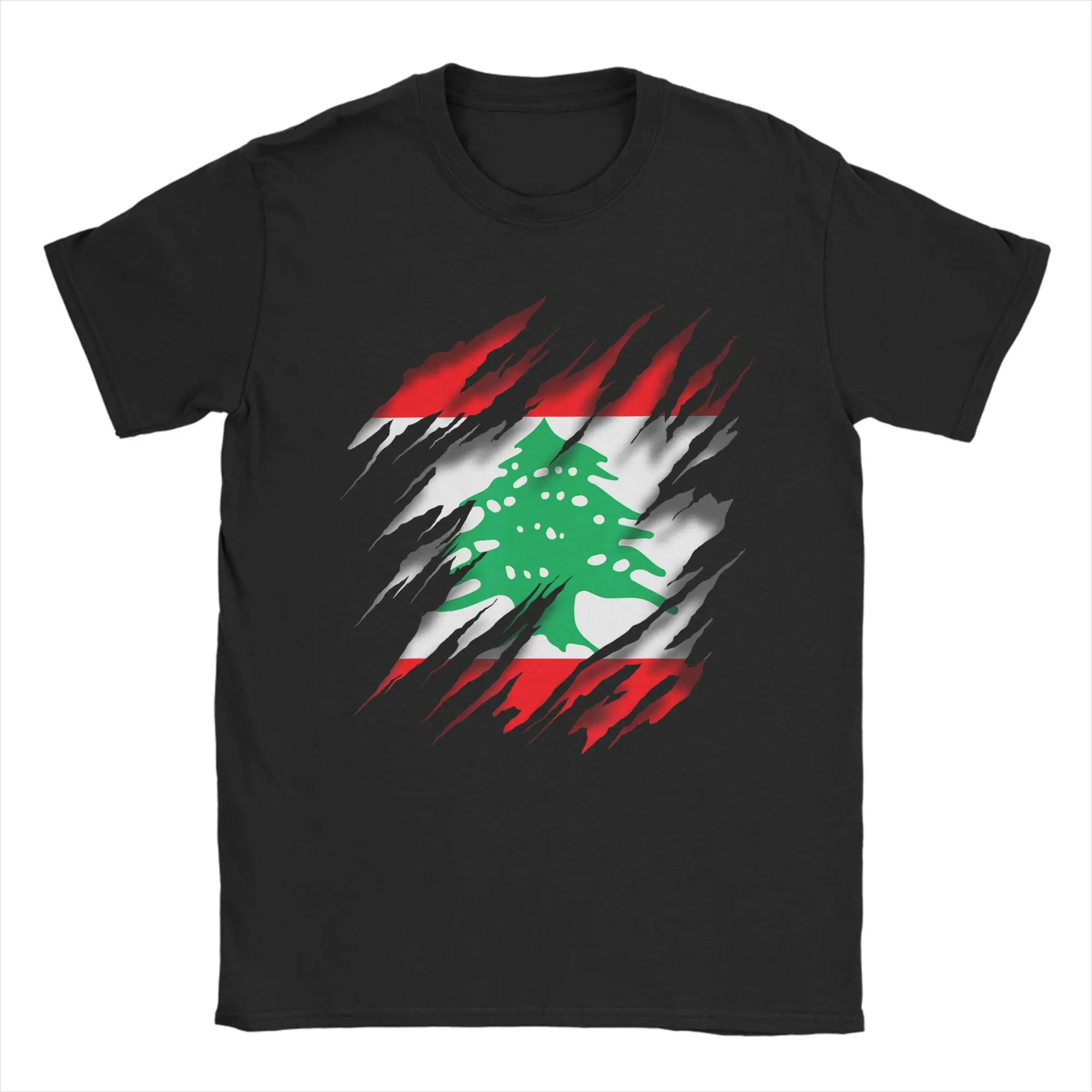 Lebanon Flag T-Shirt Couple  Y2K Basic Cotton T Shirts Beach O-Neck Hip Hop Tees Pattern Oversize Tops