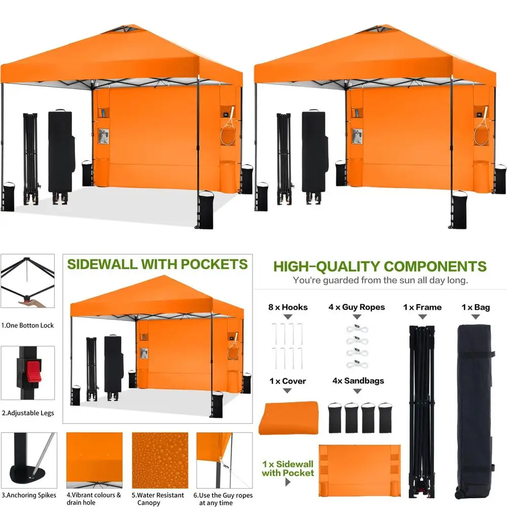 

Мгновенно устанавливаемый шатер 3х3 м с боковой стенкой, 6 стульями, сумкой для переноски, колышками и мешками с песком для улицы